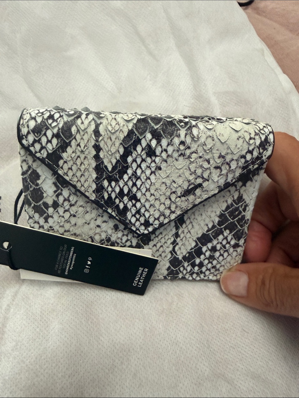 Aimee Kestenberg Silver and Black Snakeskin Card Wallet - Picture 10 of 13